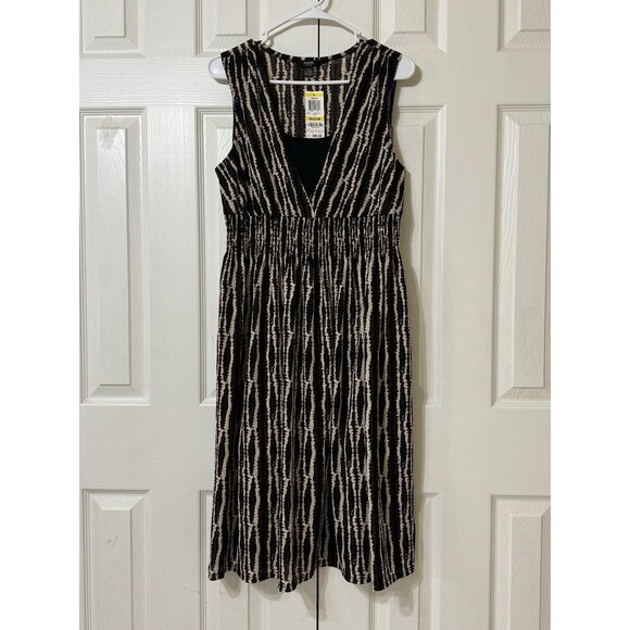 Alfani Rain Drop Chinch Elastic Waist Midi Sun Dress Made In Taiwan Tropical-PM - Picture 1 of 3